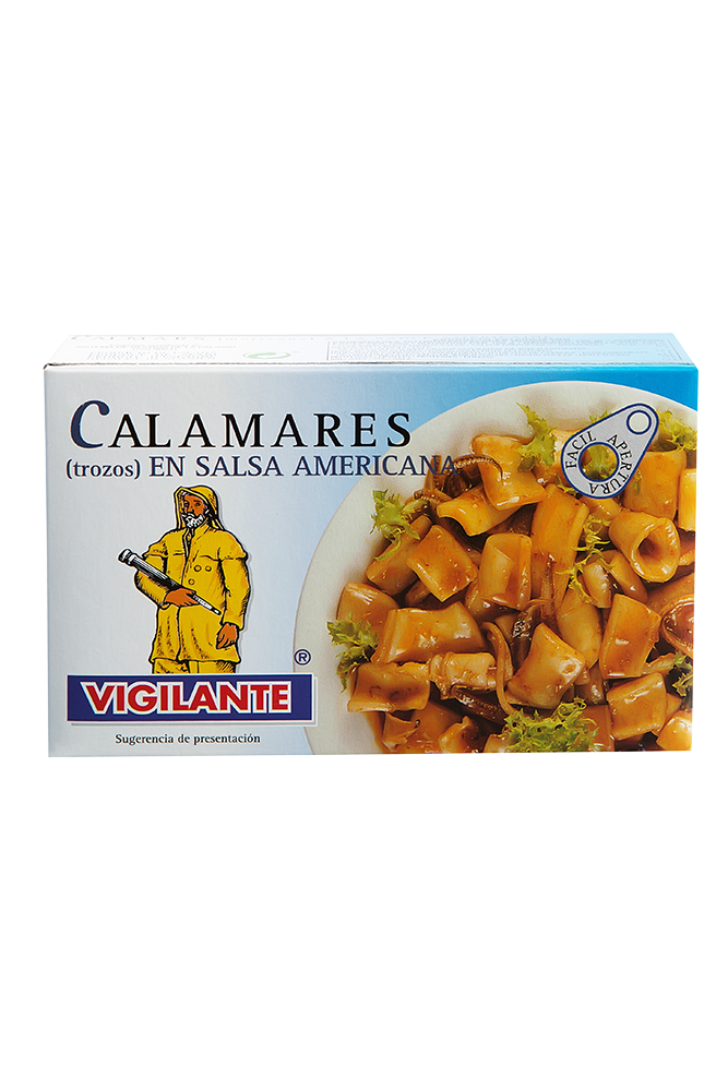 Tintenfisch Stücke in amerikanischer Sauce