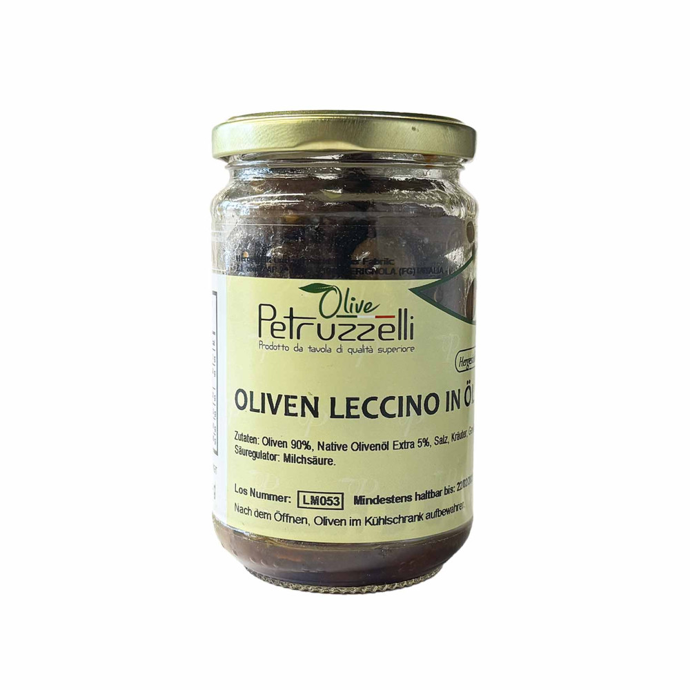Olive leccino-Schwarze marinierte Oliven mit Kern
