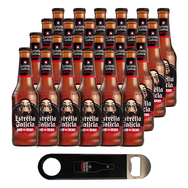 Estrella Galicia Bier Haus des Geldes 24 Flaschen mit Flaschenöffner &amp; Beutel