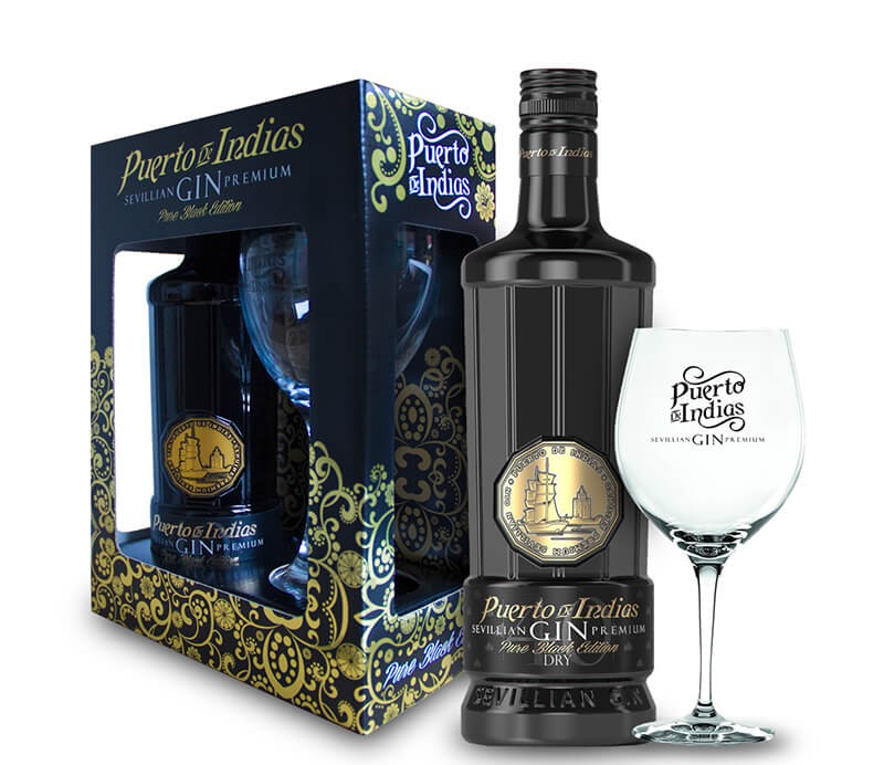Puerto De Indias Sevillian Premium Gin Pure Black Edition Geschenkbox