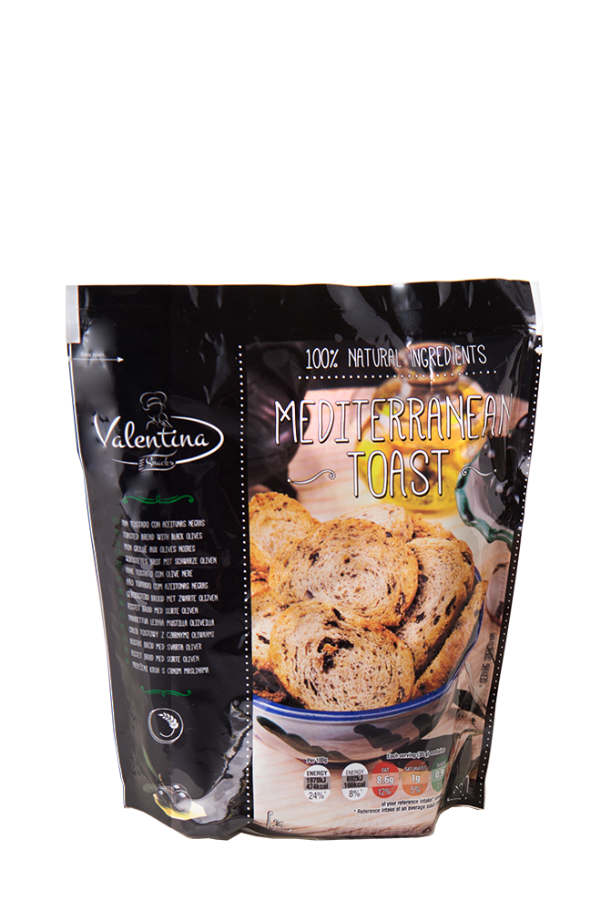 Geröstetes Brot mit schwarzen Oliven