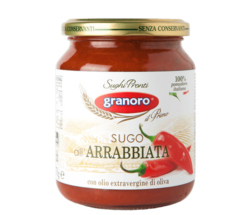 Sugo all' Arrabiata Tomatensauce mit scharfer Paprika Verpackung